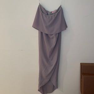 Showpo light grey asymmetrical strapless dress